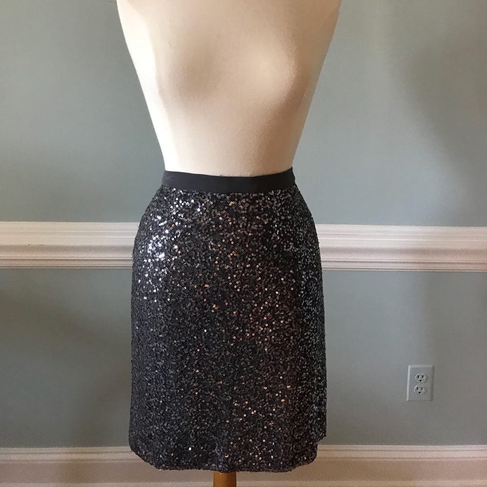 J. Crew silver sequined pencil skirt size 2